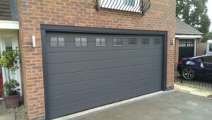 grey sectional double garage door